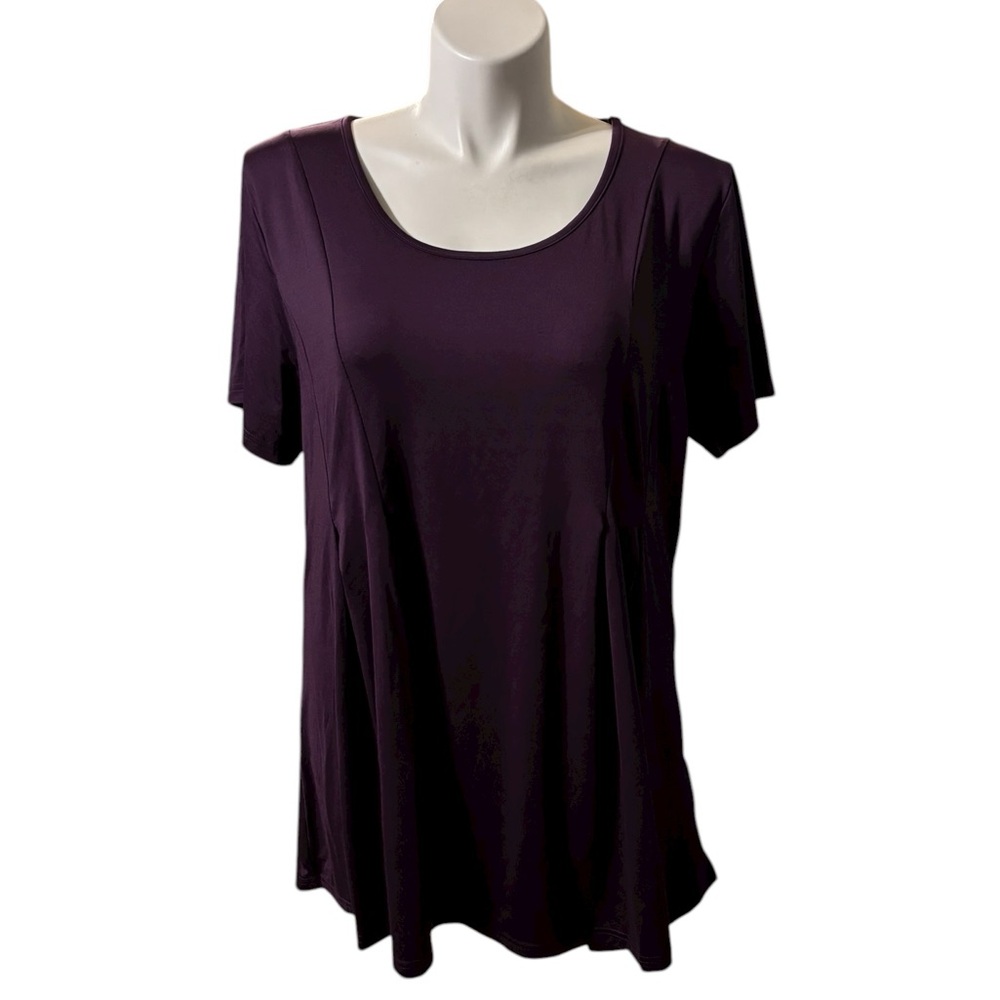Azalea 3X Purple Shirt Blouse Plus Size Women's Top Swing Career Sort Sleeve NWT - Picture 2 of 8
